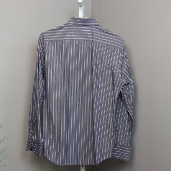 Zachary Prell Navy Blue Striped Button-Up Dress Shirt Men’s Size M - Picture 2 of 4